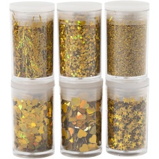Biologisch abbaubarer Sparkles & Pailletten, Gold, 6x7 ml/ 1 Pck