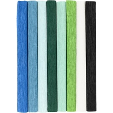 Krepppapier, Blatt 25x60 cm, Kreppanteil: 180%, 105 g, Harmonie in Blau-Grün, 8 Bl./ 1 Pck