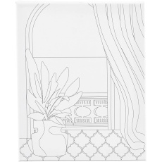 Mal-Leinwand mit Aufdruck, Fenster, T 1,6 cm, Größe 24x30 cm, 360 g, 1 Stk