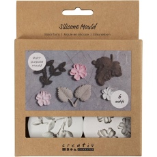 Silikonform, Blätter und Blüten, H 0,5 cm, L 1,8-4,5 cm, 4 Stk/ 1 Stk