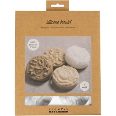 Silikonform, Rund mit Blumenmuster , L 6,8 cm, B 2,3 cm, 4 Stk/ 1 Pck