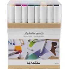 Zeichenmarker, Strichstärke 1+8 mm, Standard-Farben, 48 Stk/ 1 Pck