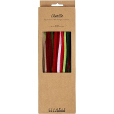 Chenilledraht, L 30 cm, Dicke 6 mm, Weihnachtsfarben, 25 sort./ 1 Pck