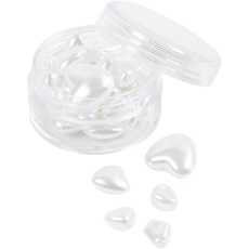 Wachsperlen, Herzen, D 7-13 mm, Lochgröße 1,3-1,5 mm, Perlmutt, 32 Stk/ 1 Pck