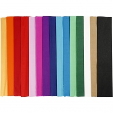 Krepppapier, L 2,5 m, B 50 cm, 22 g, Sortierte Farben, 15 Lage/ 1 Pck