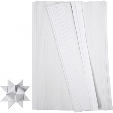 Papierstreifen für Sterne, L 45 cm, D 4,5 cm, B 10 mm, Weiß, 500 Streifen/ 1 Pck