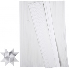 Papierstreifen für Sterne, L 45 cm, D 6,5 cm, B 15 mm, Weiß, 500 Streifen/ 1 Pck