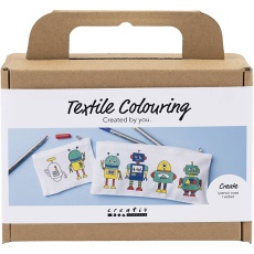 Mini Kreativ Set Stoffbemalen, Roboter, Primärfarben, 1 Pck