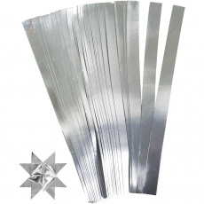 Papierstreifen für Sterne, L 45 cm, D 6,5 cm, B 15 mm, Silber, 100 Streifen/ 1 Pck