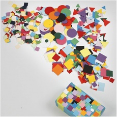 Karton-Mosaik, Größe 10+15+20 mm, Sortierte Farben, 8x180 g/ 1 Pck