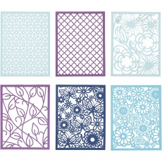 Block aus Karton mit Spitzen-Muster, A6, Blatt 104x146 mm, 200 g, Blau, Hellblau, Dunkelblau, Flieder, 24 Stk/ 1 Pck