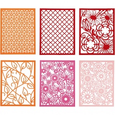 Block aus Karton mit Spitzen-Muster, A6, Blatt 104x146 mm, 200 g, Orange, Pink, Rot, Rosa, 24 Stk/ 1 Pck