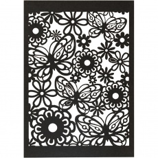 Karton mit Spitze, Blatt 10,5x15 cm, 200 g, Schwarz, 10 Stk/ 1 Pck