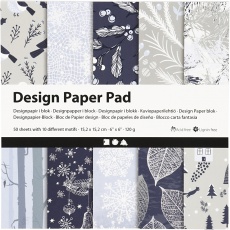 Design-Papier im Block, Blatt 15,2x15,2 cm, 120 g, Blau, Grau, 50 Bl./ 1 Pck