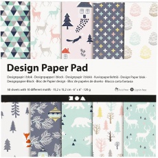 Design-Papier im Block, Blatt 15,2x15,2 cm, 120 g, Hellgrün, Rosa, Weiß, 50 Bl./ 1 Pck
