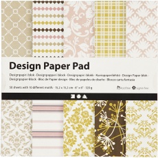 Design-Papier im Block, Blatt 15,2x15,2 cm, 120 g, Grün, Rosa, 50 Bl./ 1 Pck