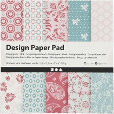 Design-Papier im Block, Blatt 15,2x15,2 cm, 120 g, Rosa, 50 Bl./ 1 Pck