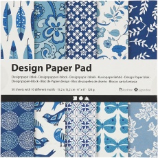 Design-Papier im Block, 15,2x15,2 cm, 120 g, Blau, 50 Bl./ 1 Pck