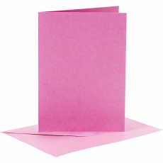 Karten & Kuverts, Kartengröße 10,5x15 cm, Umschlaggröße 11,5x16,5 cm, 110+220 g, Pink, 6 Set/ 1 Pck