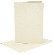 Briefkarte und Briefumschlag, Kartengröße 10,5x15 cm, Umschlaggröße 11,5x16,5 cm, Perlmutt, 120+210 g, Naturweiß, 4 Set/ 1 Pck