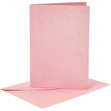Briefkarte und Briefumschlag, Kartengröße 10,5x15 cm, Umschlaggröße 11,5x16,5 cm, Perlmutt, 120+210 g, Rosa, 4 Set/ 1 Pck