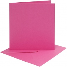 Karten & Kuverts, Kartengröße 15,2x15,2 cm, Umschlaggröße 16x16 cm, 220 g, Pink, 4 Set/ 1 Pck