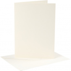 Karten & Kuverts, Kartengröße 12,7x17,8 cm, Umschlaggröße 13,3x18,5 cm, 220 g, Naturweiß, 4 Set/ 1 Pck
