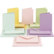 Karten & Kuverts, Kartengröße 10,5x15 cm, Umschlaggröße 11,5x16,5 cm, 110+220 g, Pastellfarben, 50 Set/ 1 Pck
