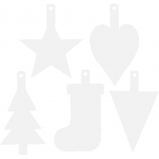 Weihnachtsanhänger, H 23,5-26,5 cm, B 15,5-20,5 cm, Weiß, 15 Stk/ 1 Pck