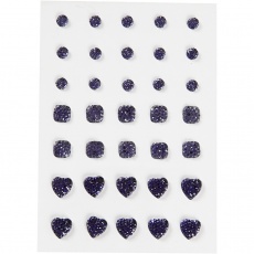Strasssteine, rund, quadratisch, herzförmig, Größe 6+8+10 mm, Blau, 35 Stk/ 1 Pck