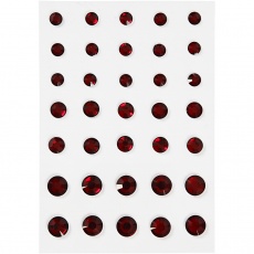 Strasssteine, konisch rund, Größe 6+8+10 mm, Rot, 35 Stk/ 1 Pck