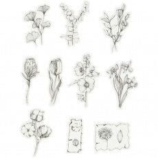 Motiv-Sticker, Blumen schwarz/weiß, Größe 30-50 mm, 30 Stk/ 1 Pck