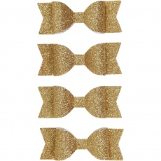 Papier-Schleifen, Größe 31x85 mm, Gold mit Glitter, 4 Stk/ 1 Pck