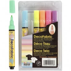 Deko-/Stoffmalstifte, Strichstärke 3 mm, Neonfarben, 6 Stk/ 1 Pck