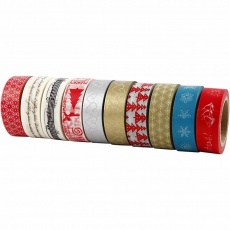 Klebeband, Weihnachten, B 15 mm, 10x10 m/ 1 Pck