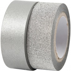 Design-Klebeband, B 15 mm, Silber, 2 Rolle/ 1 Pck