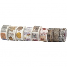 Washi Tape, L 3+5 M, B 15+25 mm, 9 Rolle/ 1 Pck