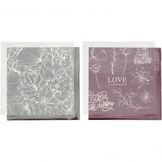Deko- und Transferfolie, Blumen, Blatt 15x15 cm, Rosa, Silber, 4 Bl./ 1 Pck