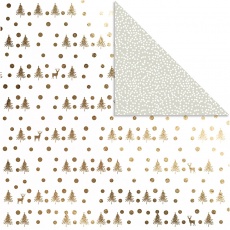 Design-Papier, Hirsche & Punkte, Blatt 30,5x30,5 cm, 180 g, Gold, 3 Bl./ 1 Pck