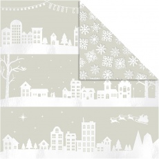 Design-Papier, Häuser & Schneeflocken, Blatt 30,5x30,5 cm, 180 g, 3 Bl./ 1 Pck