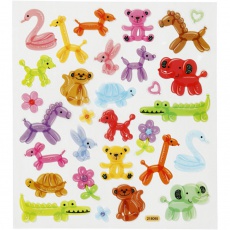 Sticker, Luftballon-Tiere, Blatt 15x16,5 cm, 1 Bl.