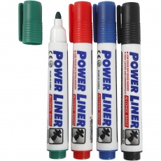 Whiteboard Marker, Strichstärke 4 mm, Schwarz, Blau, Grün, Rot, 4 Stk/ 1 Pck