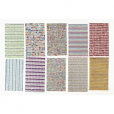 Strassstein-Sticker, D 4-6 mm, Blatt 16x9,5 cm, Sortierte Farben, 10 Bl./ 1 Pck
