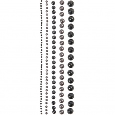 Halbperlen, Größe 2-8 mm, Schwarz, Anthrazitgrau, 140 Stk/ 1 Pck