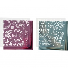 Dekofolie mit Transferblatt, Frühling, Blatt 15x15 cm, Hellblau, Pink, 2x2 Bl./ 1 Pck