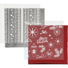 Dekofolie mit Transferblatt, Magische Weihnachten, Blatt 15x15 cm, Rot, Silber, 2x2 Bl./ 1 Pck