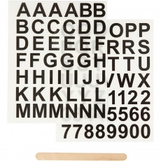 Rub-on Stickers, Buchstaben & Zahlen, H 17 mm, 12,2x15,3 cm, Schwarz, 1 Pck