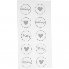 Sticker, Herz-Hochzeit, D 25 mm, 7,8x15,5 cm, Schwarz, 2 Bl. sort./ 1 Pck