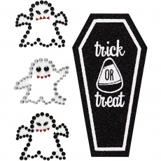 Strassstein-Sticker, Geister und Sarg, Blatt 14x17 cm, 1 Bl.