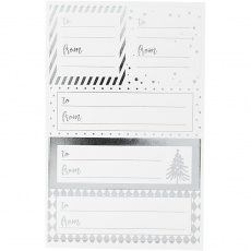 Notiz-Sticker, Blatt 9x14 cm, Größe 42x39+84x29 mm, Silber, Weiß, 4 Bl./ 1 Pck